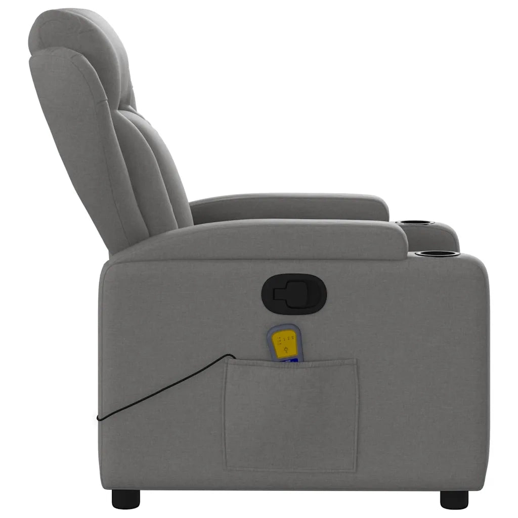 Poltrona Massaggiante Reclinabile Grigio Scuro in Tessuto 372416