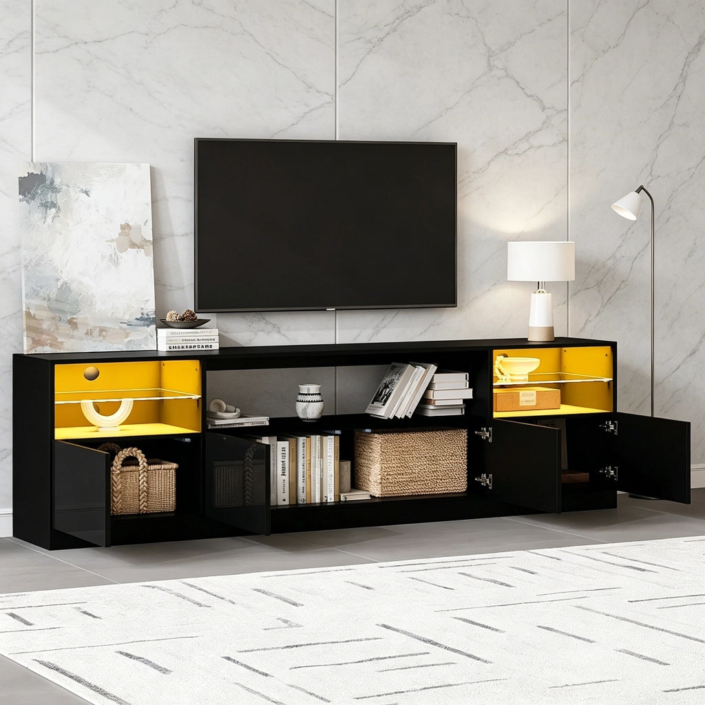 MOBILE TV LED 180 x 35 x 60 cm Nero Lucido in Truciolare
