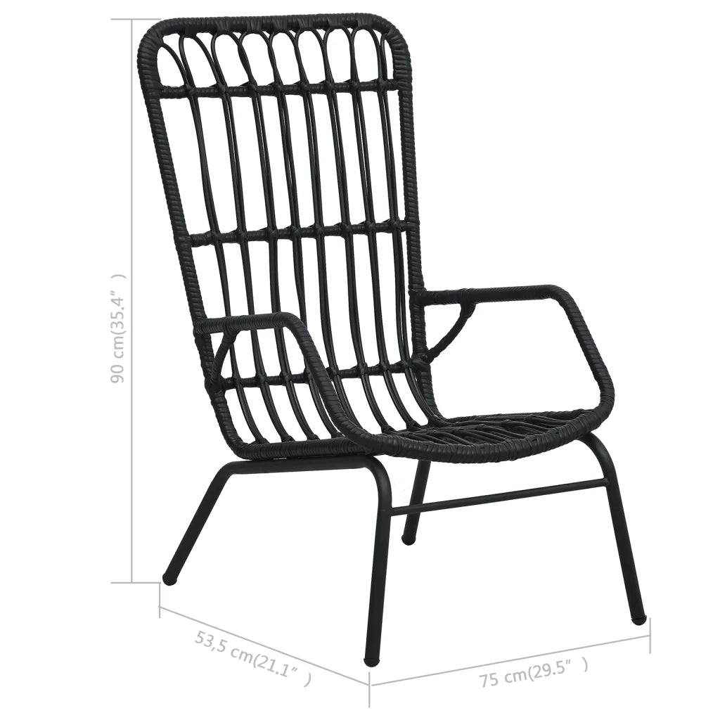Sedia da Giardino | Sedie da Esterno in Polyrattan Nera