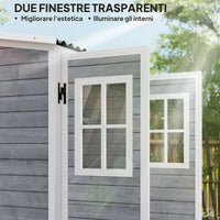 Armadio Porta Attrezzi da Esterno 91x69x185-192H cm Tetto inclinato in Plastica in Legno Grigio