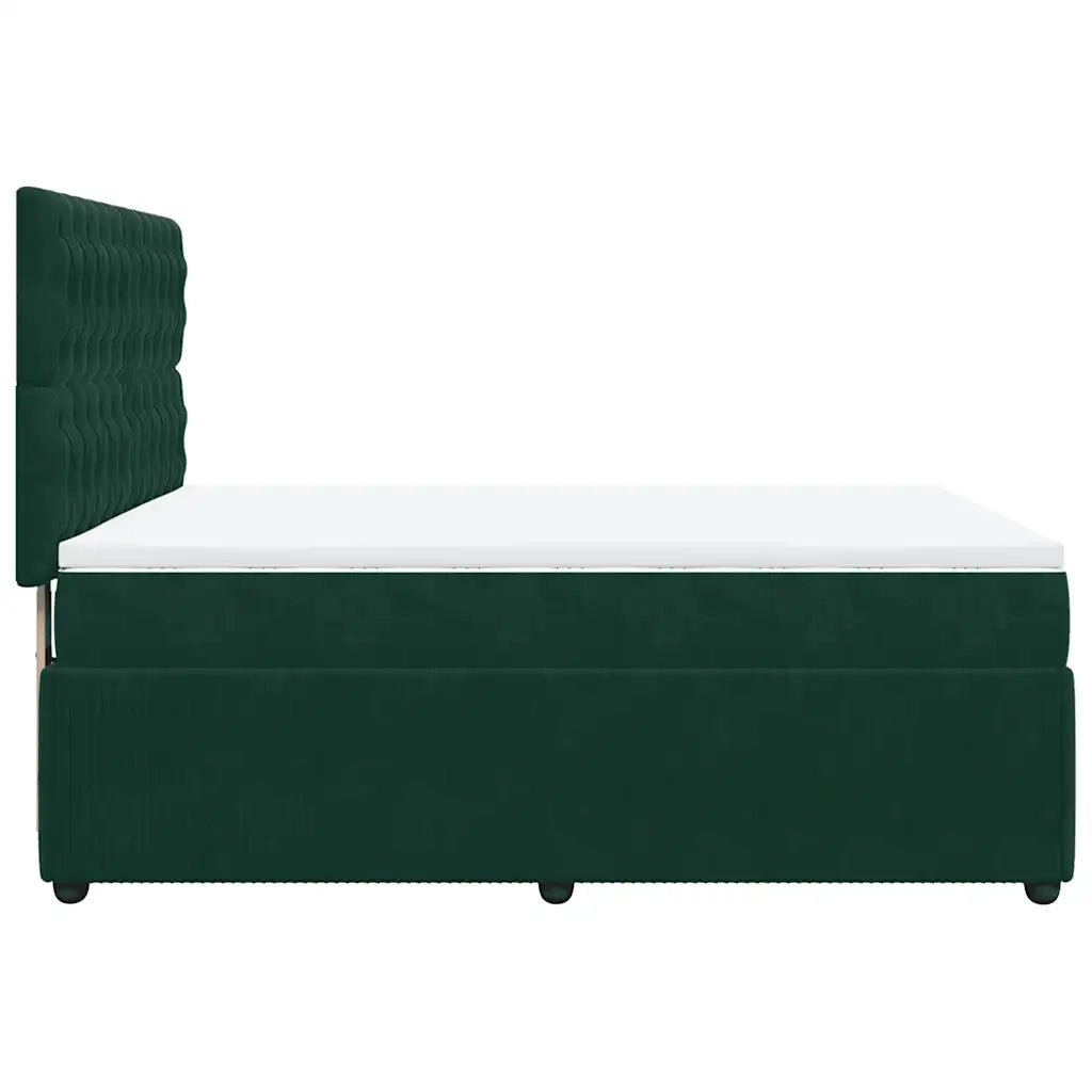 Giroletto a Molle con Materasso Verde Scuro 140x190 cm Velluto
