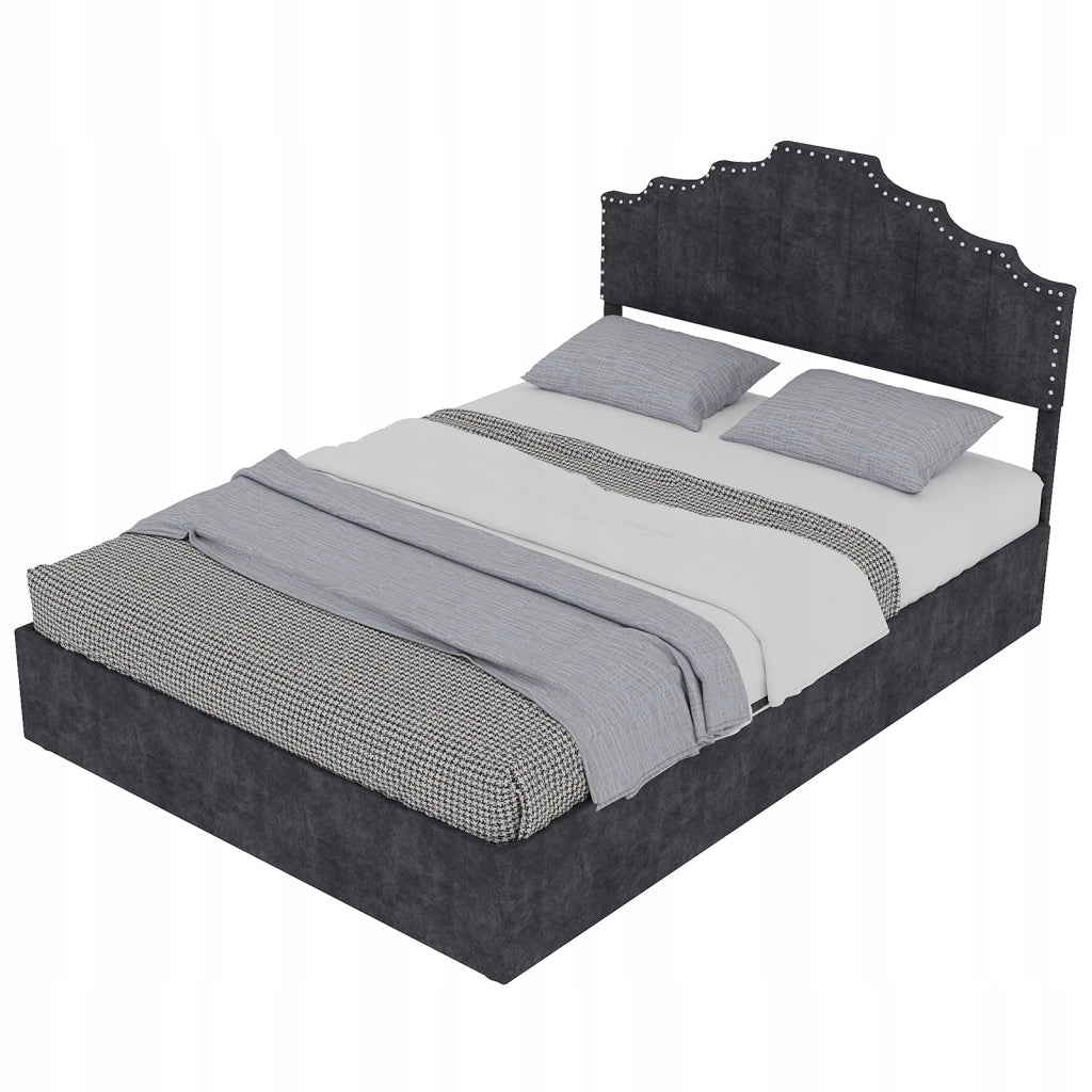 Letto imbottito alto 160x200 grigio - Xylo - Meccanismo pneumatico