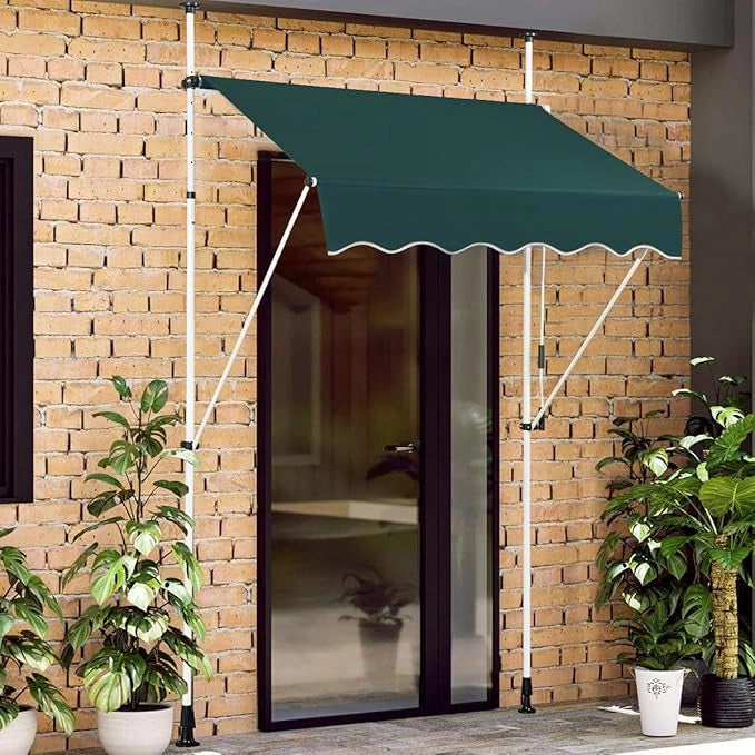 Tenda da Sole per Esterno, Tenda da Sole a Morsetto per Balcone con Struttura Telescopica e Tessuto Resistene ai Raggi Solari, Regolabile in Altezza e in Angolazione (150 cm,Verde)
