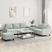 Set di Divani 3 pz con Cuscini Grigio Chiaro in Velluto