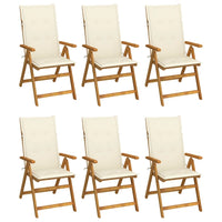 Sedie da Giardino Pieghevoli 6 pz con Cuscini Massello Acacia