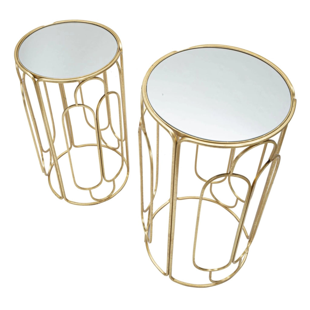 Set di Tavolini VKH555, Oro, Metallo, 36,5x36,5x70 cm