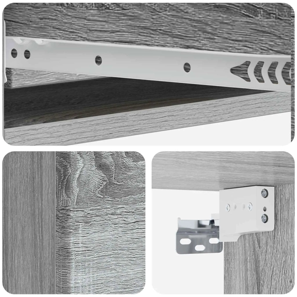 Tavolino da Parete Laterale Grigio Sonoma 87,5 x 34,5 x 17 cm 899181