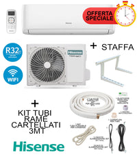 Climatizzatore  Hisense 12000 Btu + Staffa + Kit Tubi Rame 3MT CA35YR03G/CA35YR03W Inverter R32 A++/A+ Wifi Integrato