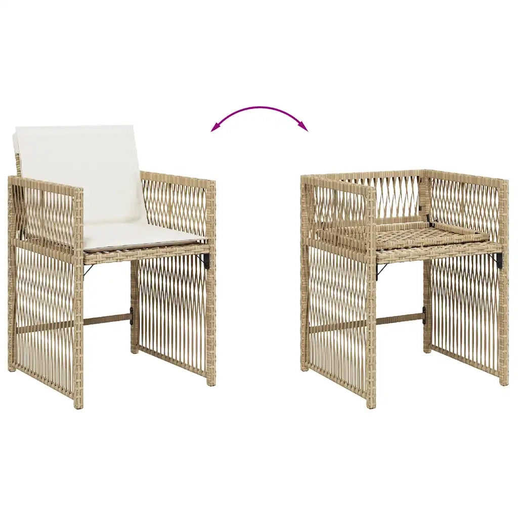 Sedie da Giardino con Cuscini 4 pz Beige in Polyrattan