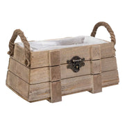 Cesto in legno con manici marroni 22x11x11h