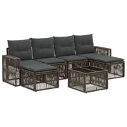 Set Divano da Giardino 7 pcs Grigio e Grigio Scuro polyrattan