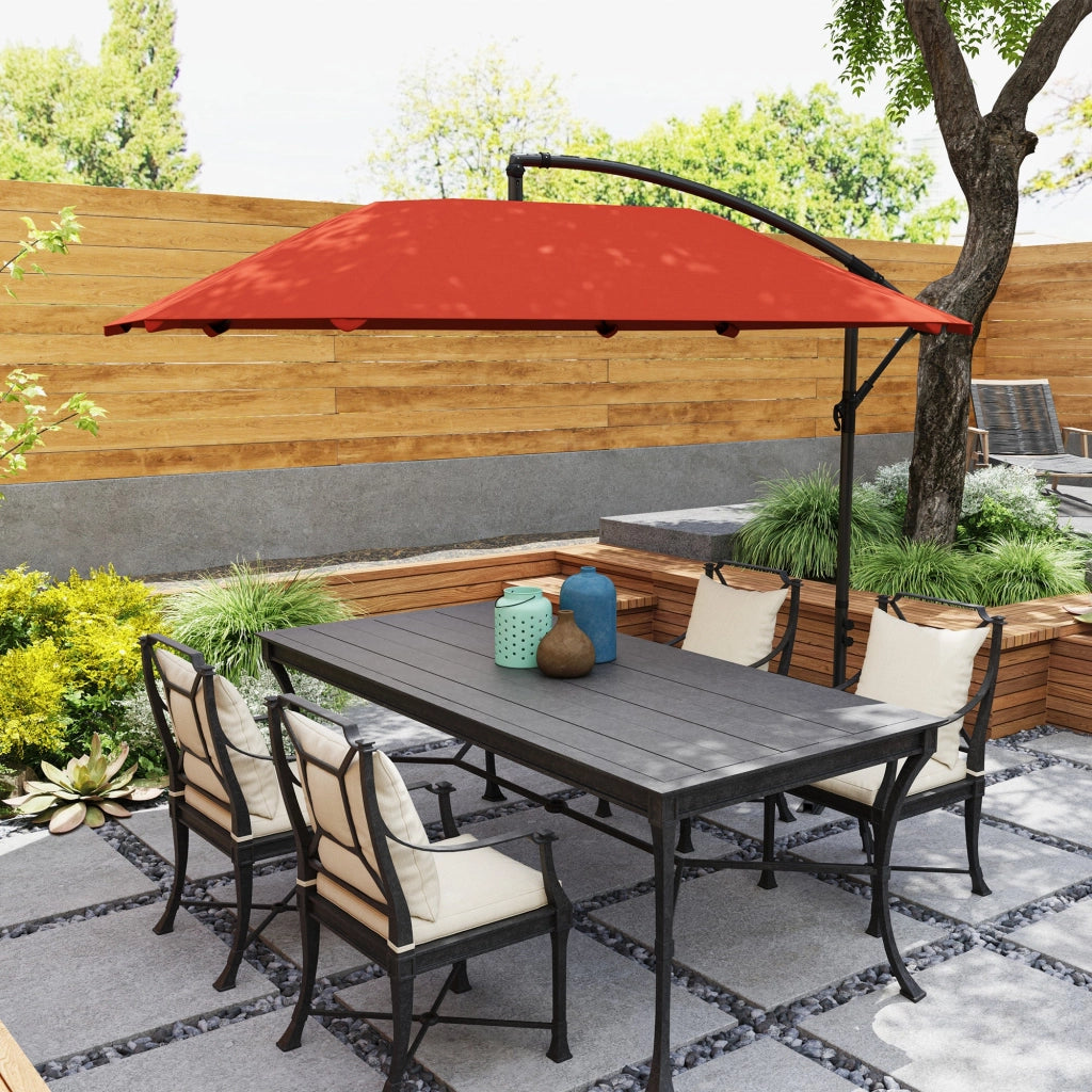 Ombrellone a Sbalzo 260x304x245 cm Base a Croce in Metallo e Poliestere Rosso Ruggine