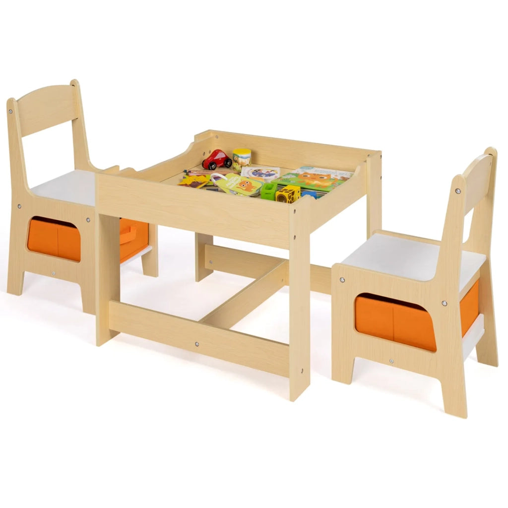 IDMarket - Tavolo da disegno reversibile + 2 sedie GABRIEL con vassoio in faggio