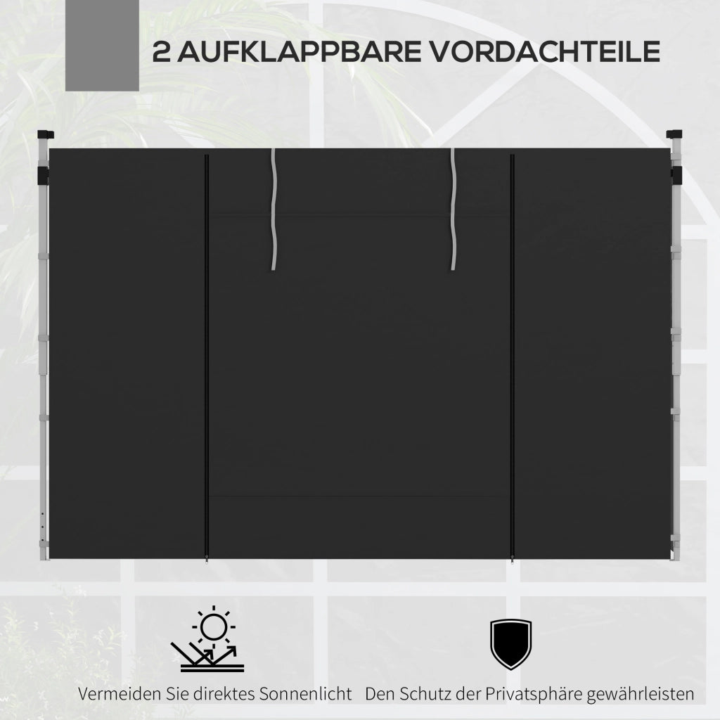 Pareti laterali per gazebo 3x3m 3x6m ¨C zephmum ¨C Oxford nero con finestra e porta