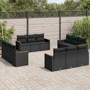 Set Divani da Giardino 12 pz con Cuscini Nero in Polyrattan 3258233