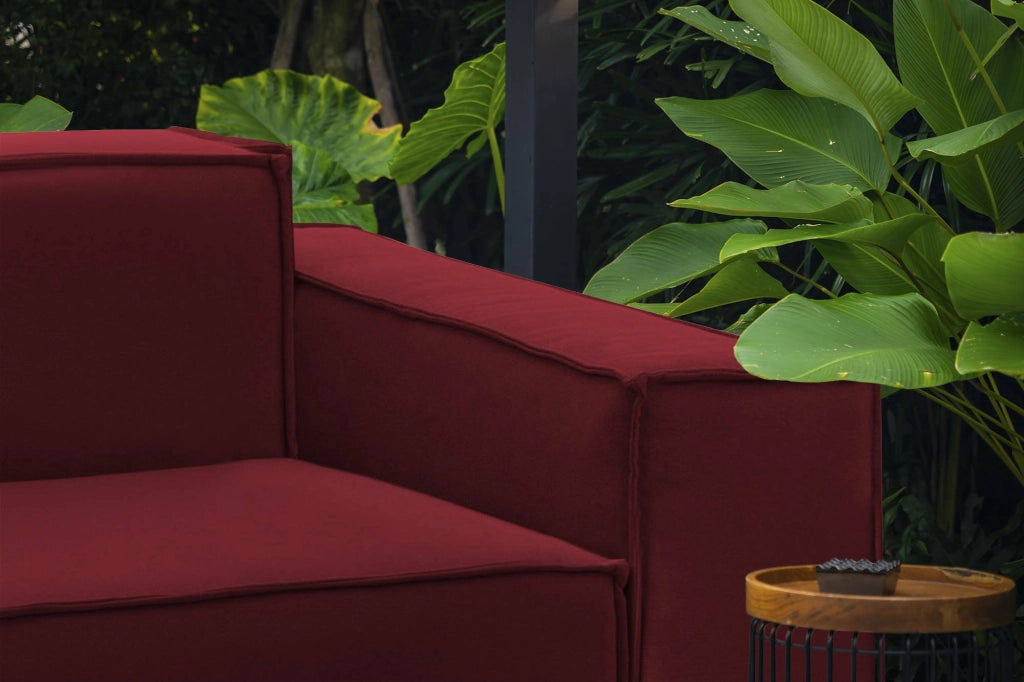 Divano fisso Lepidolite, Divano componibile a 2 posti lineare, Made in Italy, SofÒ  moderno da soggiorno in tessuto, Cm 220x95h70, Rosso