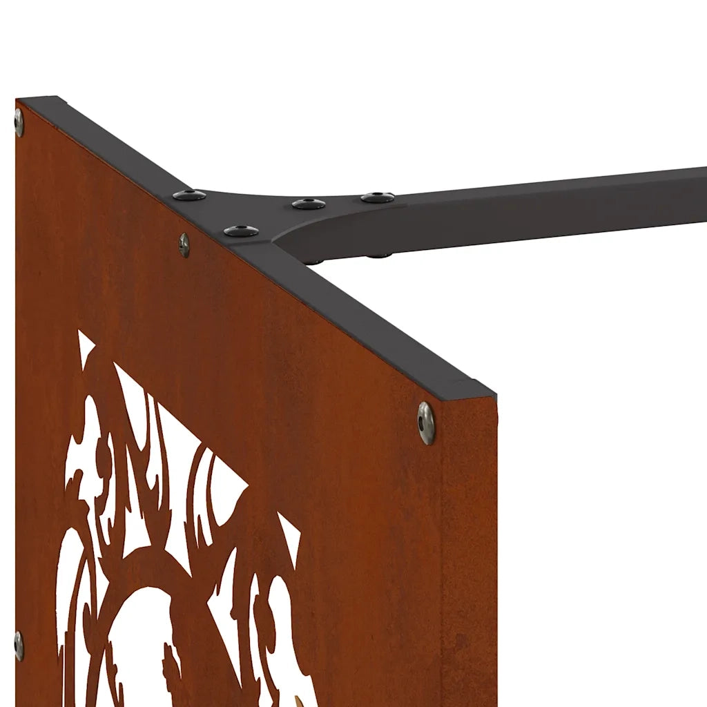 Rastrelliera per Legna da Ardere 40x40x40 cm in Acciaio Corten 864254