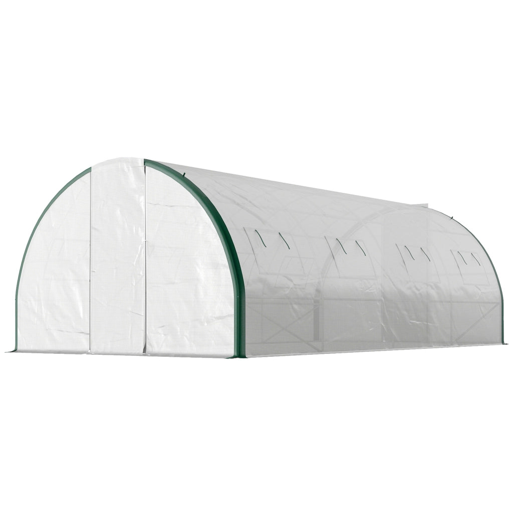 Serra da Giardino 6x3 m ¨C zephmum ¨C Bianco e Verde, Poliestere e Acciaio Zincato