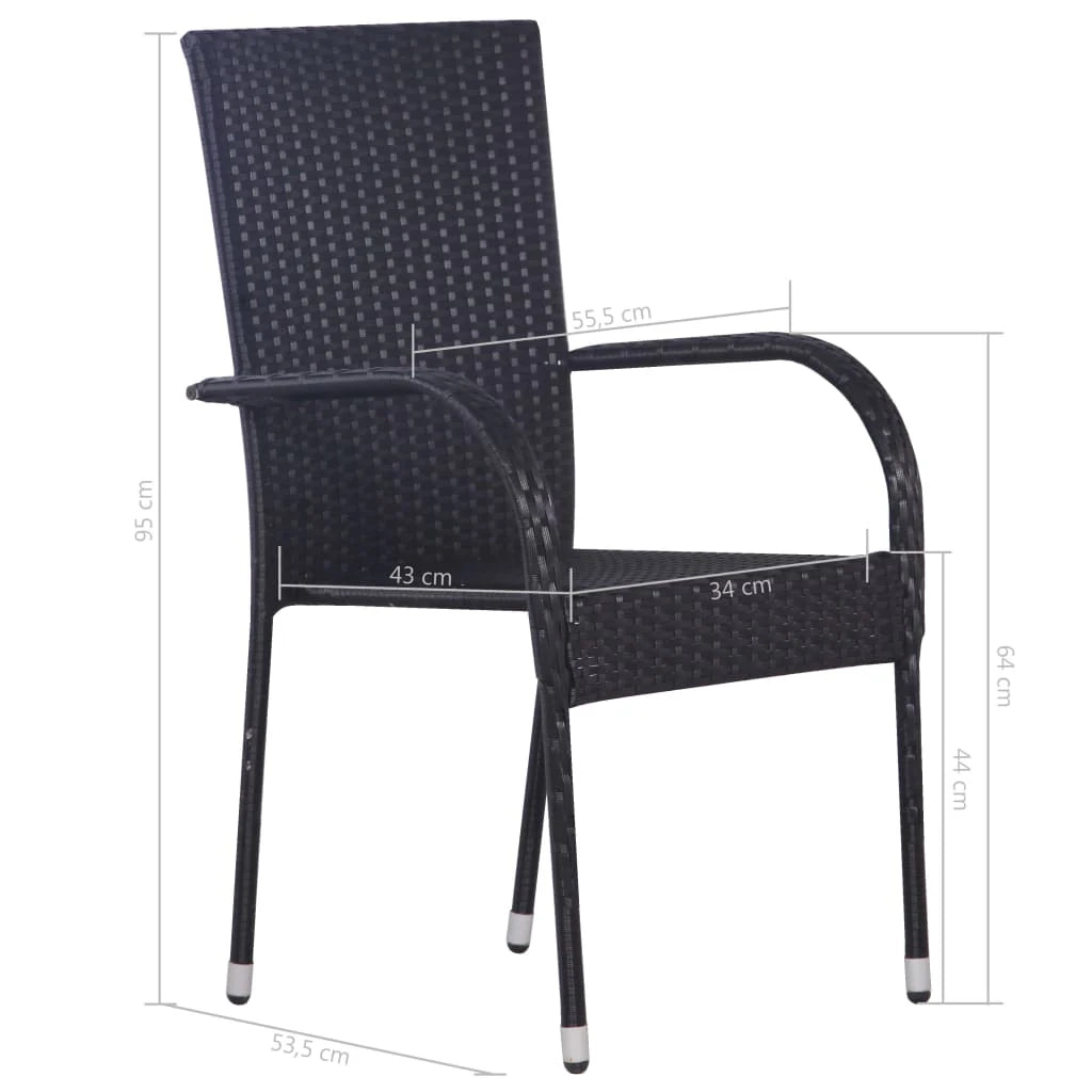 Set da pranzo da giardino per esterni 5 pezzi in resina di vimini nera 02_0013908