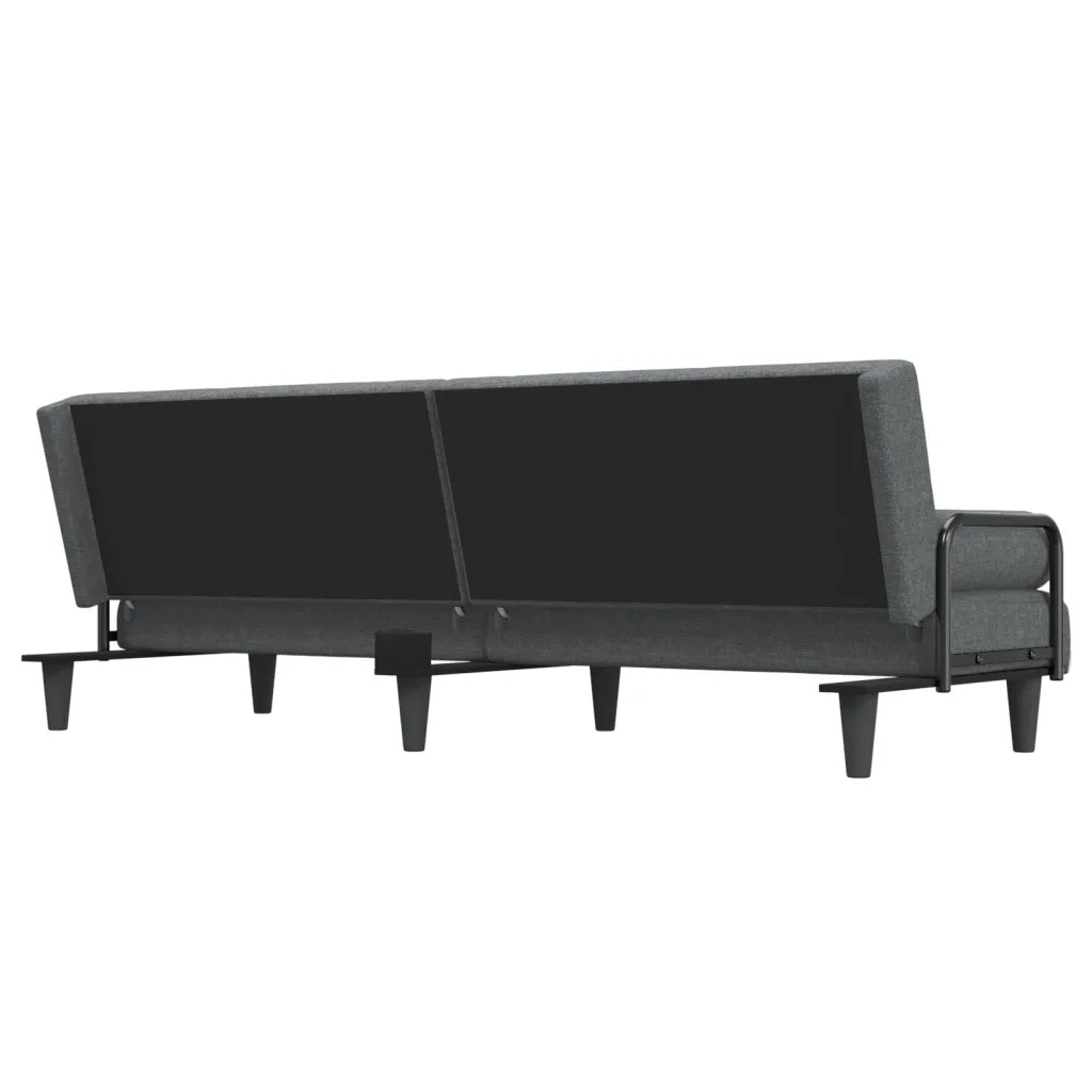 Divano Letto con Braccioli Grigio Scuro in Tessuto 351932