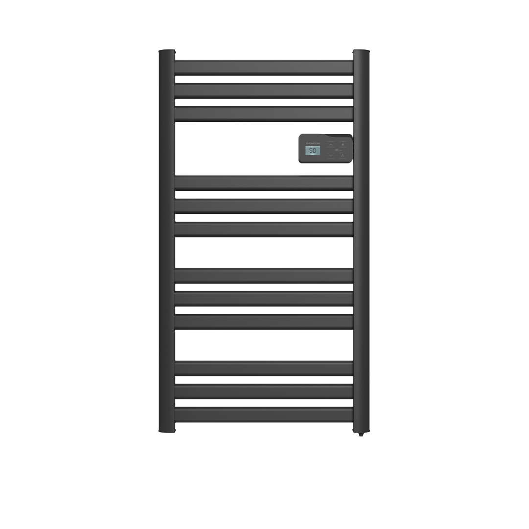 Scaldasalviette elettrico Thomson senza fluido, connesso al WiFi, con ventola da 500 W, nero cosmo