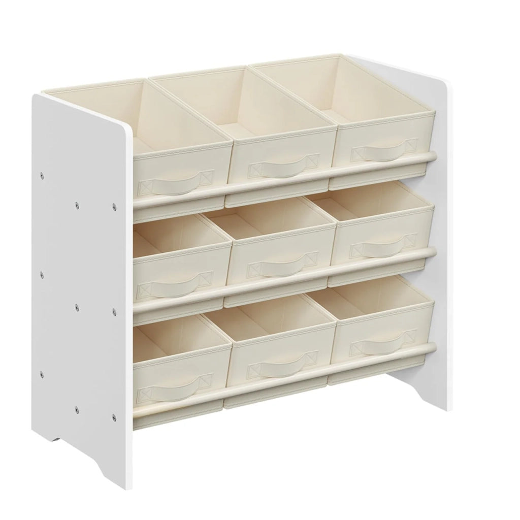 Scaffale porta giocattoli per bambini scaffale porta libri per bambini 9 contenitori in tessuto non tessuto per una spaziosa cameretta dei bambini 295 x 625 x 60 cm bianco 12_0005554