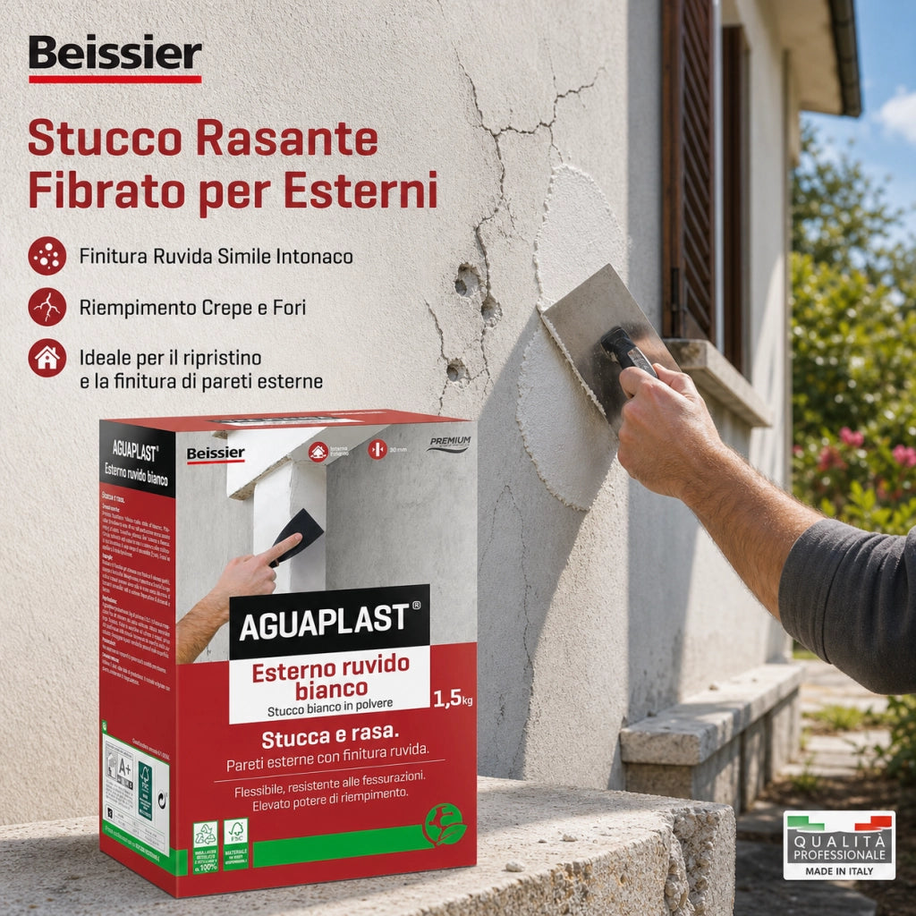 Aguaplast sr5 stucco bianco per esterni finitura ruvida 1,5 kg