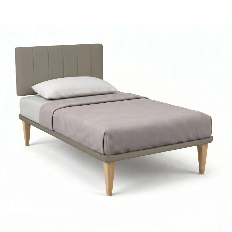 Letto imbottito Singolo 80x200 cm Vertical - Similpelle,Cappuccino,Con rete