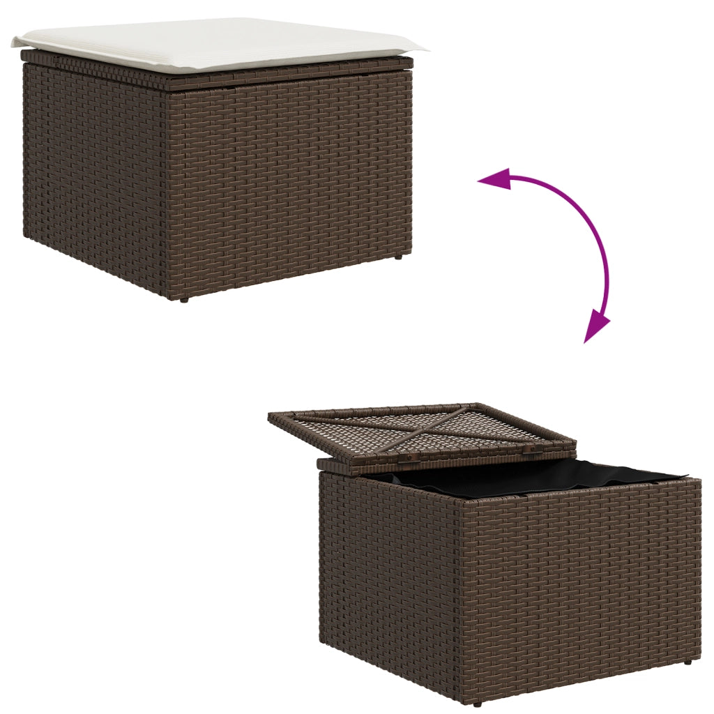 Set di Divani da Giardino  5 Pezzi con Cuscini Rattan Marrone