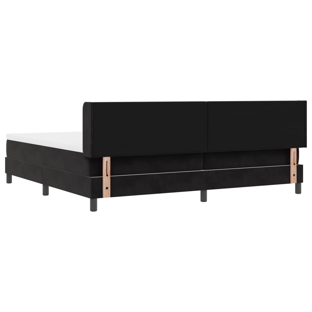 Letto Box Spring  con Materasso Nero 200x200 cm Velluto