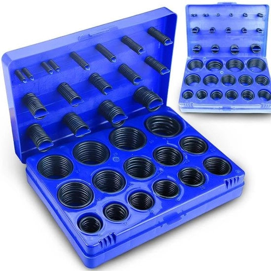 Set di O-ringen 419 pezzi - Gomma NBR - Olio resistente - Diversi diametri - Scatola di archiviazione robusta - Drenaggio affidabile - Gomme di tenuta di drenaggio