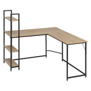 Bureautafel con Cassetto per Magazzino - Scrivania con Spazio di Deposito - Tavolo per Laptop - Adatto per Lavoro e Gioco - Legno Lucido / Nero