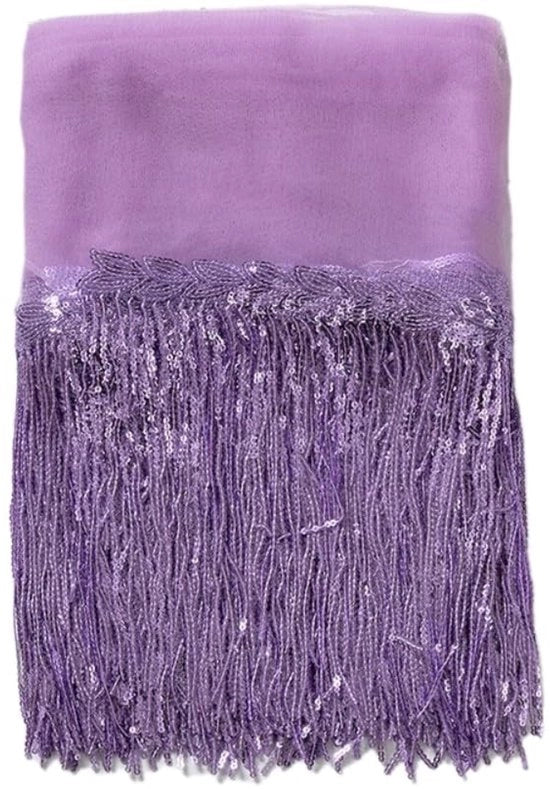 Banda Decorativa a Frangia 20 cm - 3 Yards - Foderata con Pailletten - Kant - Decorazione per Abiti - Materiale Duraturo Polyester