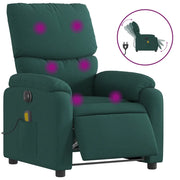 Poltrona Massaggiante | Sedia Relax Reclinabile Elettrica Verde Scuro Tessuto