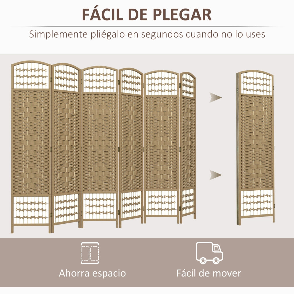 Biombo Pieghevole ¨C Zephmum ¨C 6 Pannelli 160x170cm Naturale