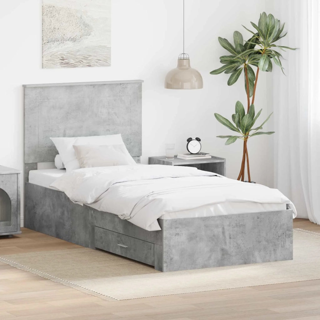 Struttura del letto con testiera Grigio cemento 90 x 200 cm