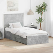 Struttura del letto con testiera Grigio cemento 90 x 200 cm