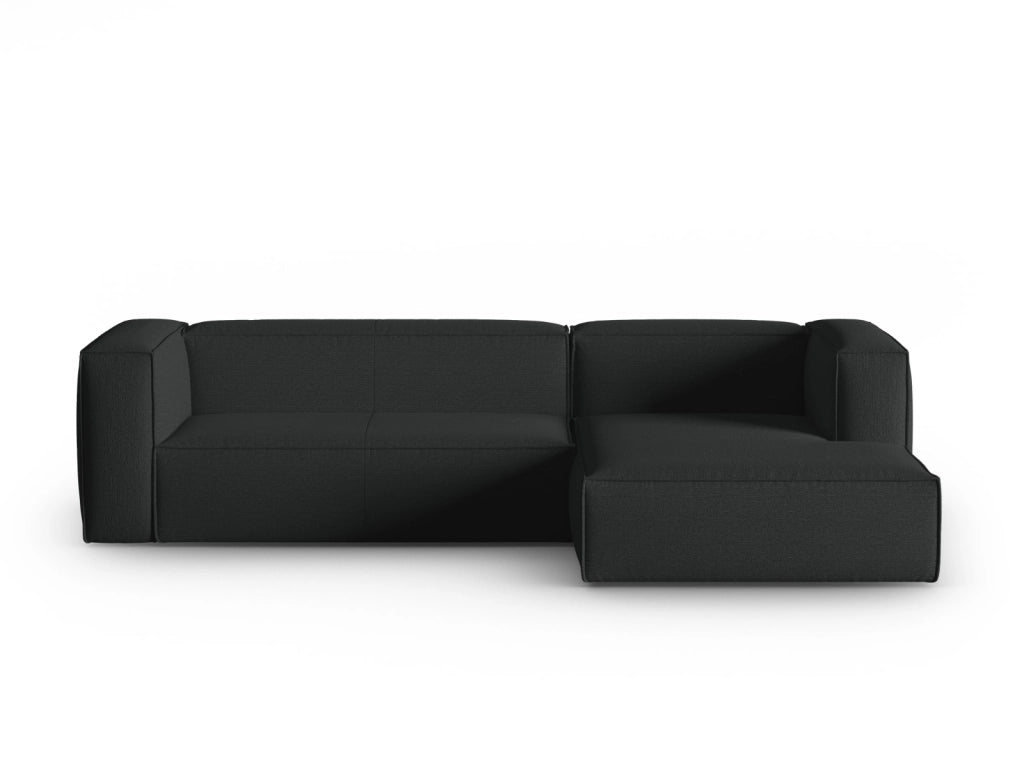 Cosmopolitan Design - Divano angolare destro "Mackay" 4 posti in velluto strutturato antracite 