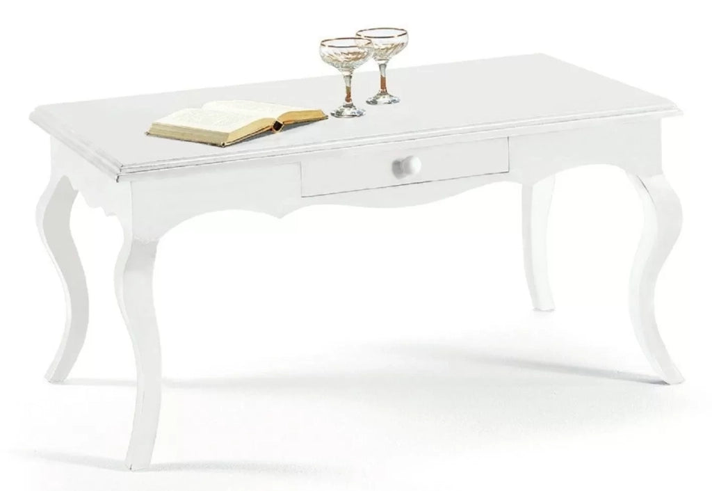 Tavolino rettangolare laccato bianco opaco misura l.100 p.50 h.45 (1549) - Mobili 2G