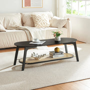 Tavolino Centrale da Salotto Taivalkoski Ovale - Nero / Beige [en.casa]