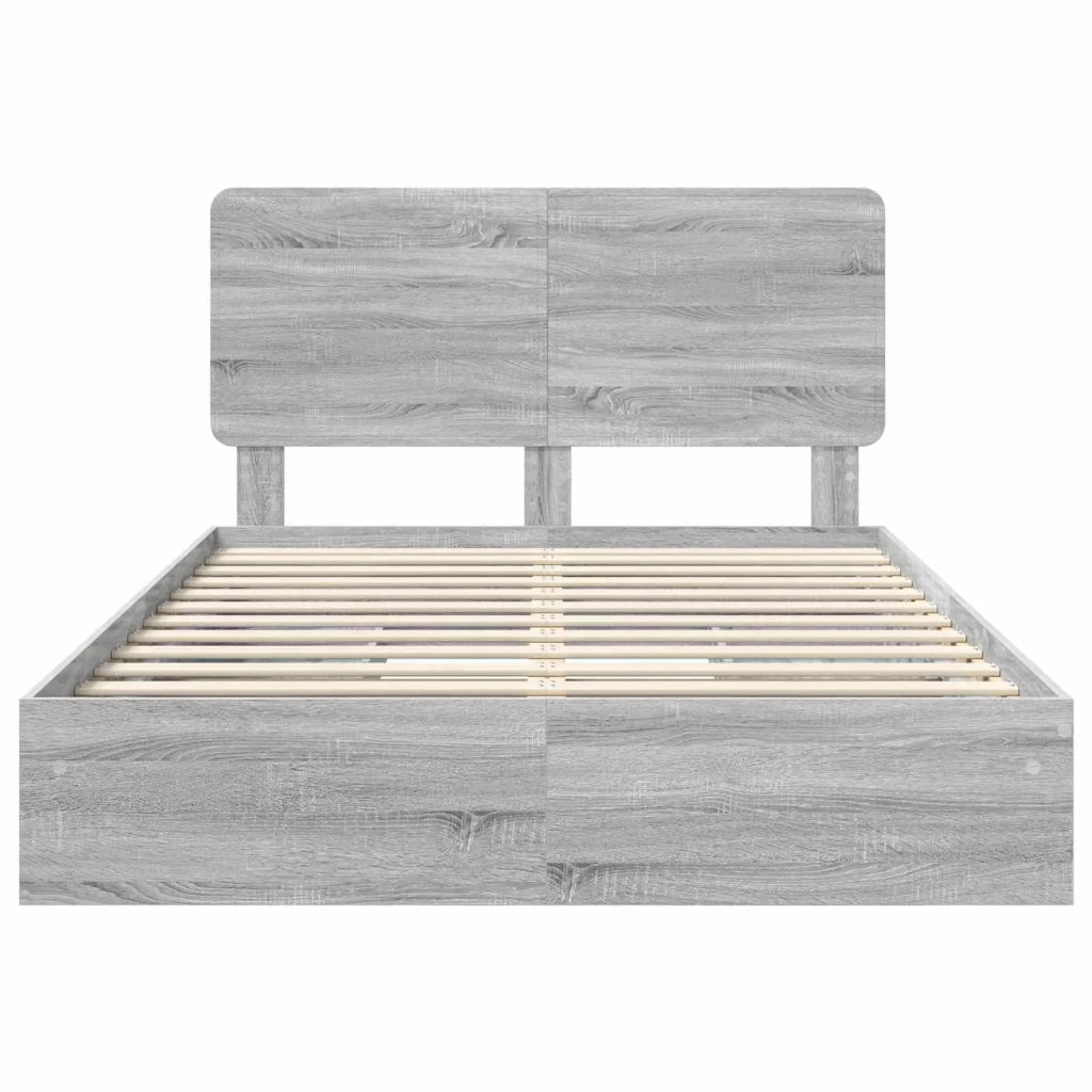 Letto con Contenitore con testiera Grigio Sonoma 140 x 200 cm