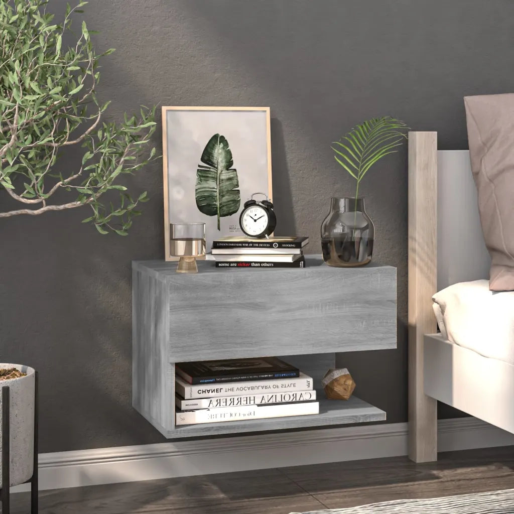 Comodini a Muro 2 pz Grigio Sonoma 816949