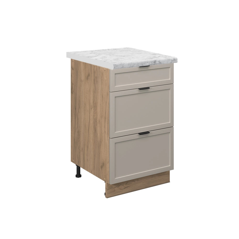 Mobiletto base per cucina Fame-Line GrigioBeige/Rovere dorato 50 cm, PL Marmo Vicco