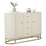 Credenza Grotte, Buffet da soggiorno, Madia da salotto, Dispensa da cucina, 120x40 h85 cm, Bianco e Oro