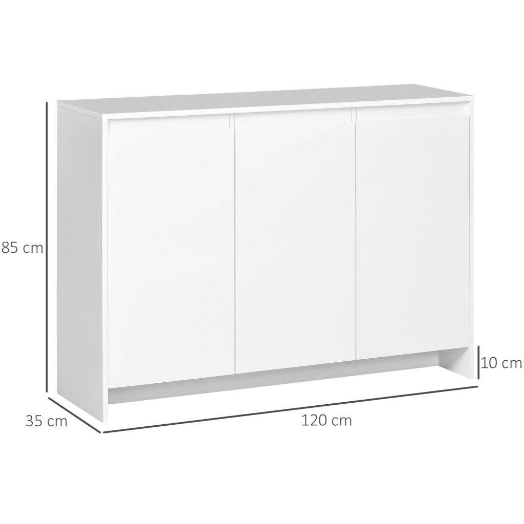 EasyComfort Credenza Moderna a 12 Ripiani Interni in Truciolato per Cucina, Soggiorno e Ingresso, 120x35x85 cm, Bianco