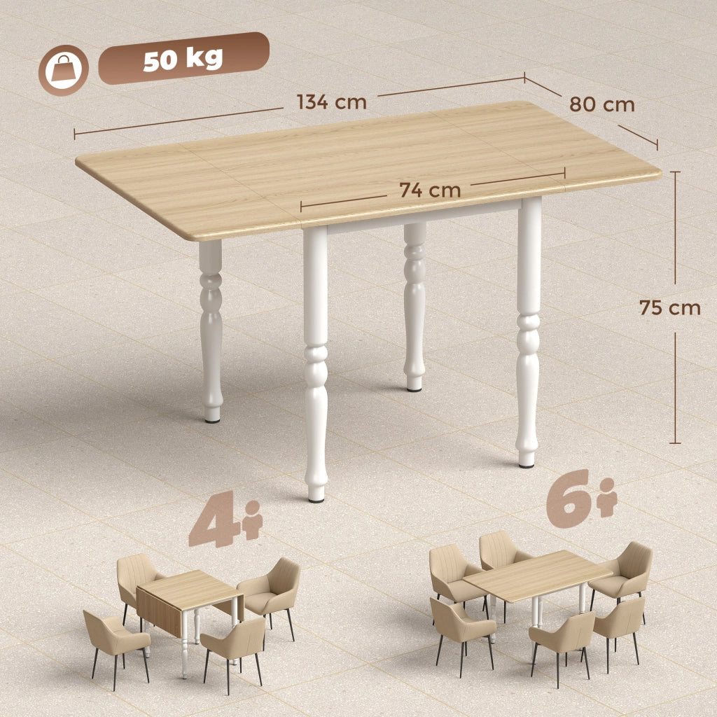 Tavolo Pieghevole da Pranzo Allungabile Legno Naturale ¨C zephmum ¨C 2-6 Persone