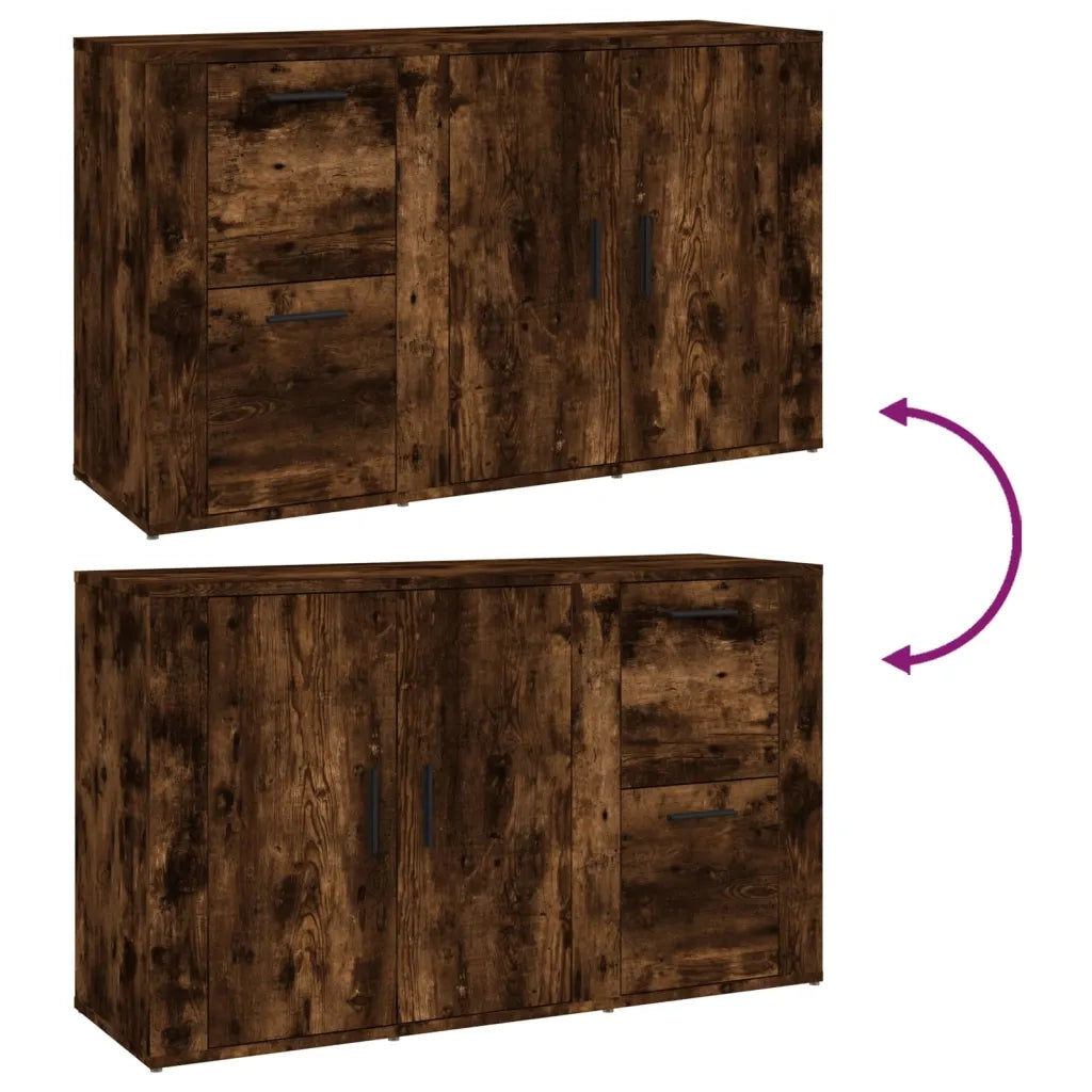 Credenza | Madia | Buffet da pranzo | Armadio da pranzo Rovere Fumo 100x33x59,5 cm in Legno Multistrato