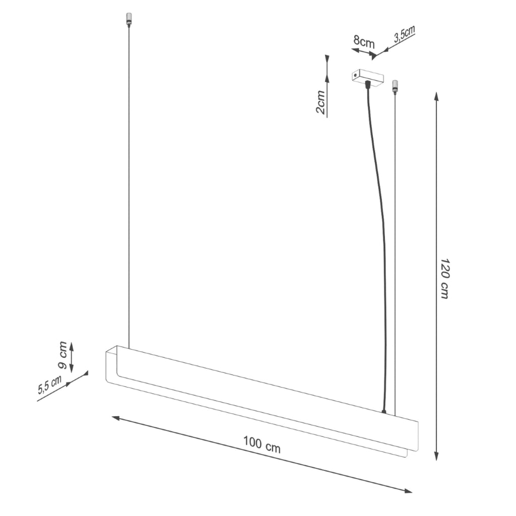 Lampada a sospensione rettangolare bianca ISKRON G13 8,5W