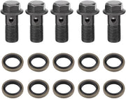 Set di Remschroef per 5 pezzi - M10 x 1.25 mm / M10 x 1 mm - Inclusi 10 lavaggi - Riscaldamento resistente e corrosione - Adatto per motocicli - Parti di freno