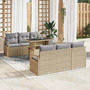 Set Divano da Giardino con cuscino 7 pcs Beige Poly Rattan 3357483